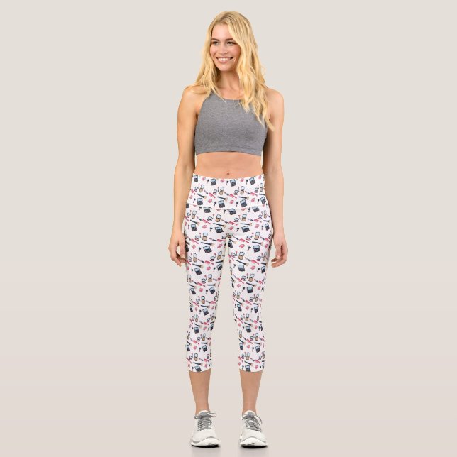 Cosmetics / make-up cartoon illustration capri leggings (Front)