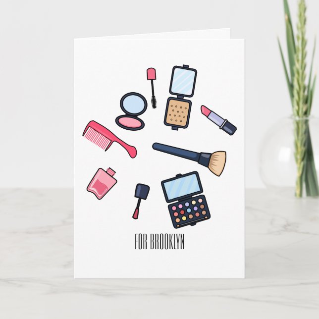 Cosmetics / make-up cartoon illustration card (Front)