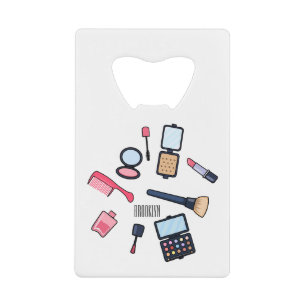 Cosmetics / make-up cartoon illustration credit card bottle opener