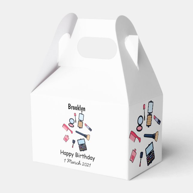 Cosmetics / make-up cartoon illustration favor box (Front Side)