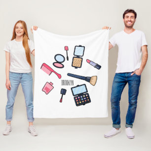 Cosmetics / make-up cartoon illustration fleece blanket