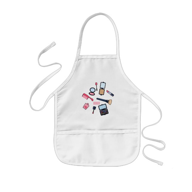 Cosmetics / make-up cartoon illustration kids apron (Front)
