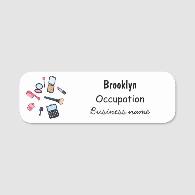 Cosmetics / make-up cartoon illustration name tag (Front)
