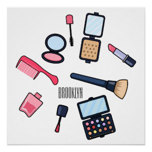 Cosmetics / make-up cartoon illustration poster