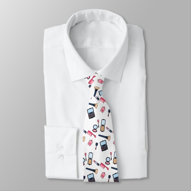 Cosmetics / make-up cartoon illustration tie (Tied)