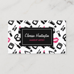 Cosmetics Pattern   Makeup Artist Business Card
