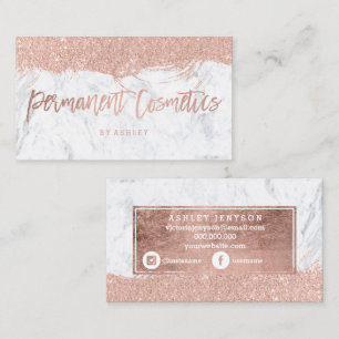 Cosmetics rose gold typography glitter marble business card