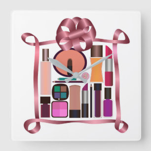 Cosmetics set square wall clock