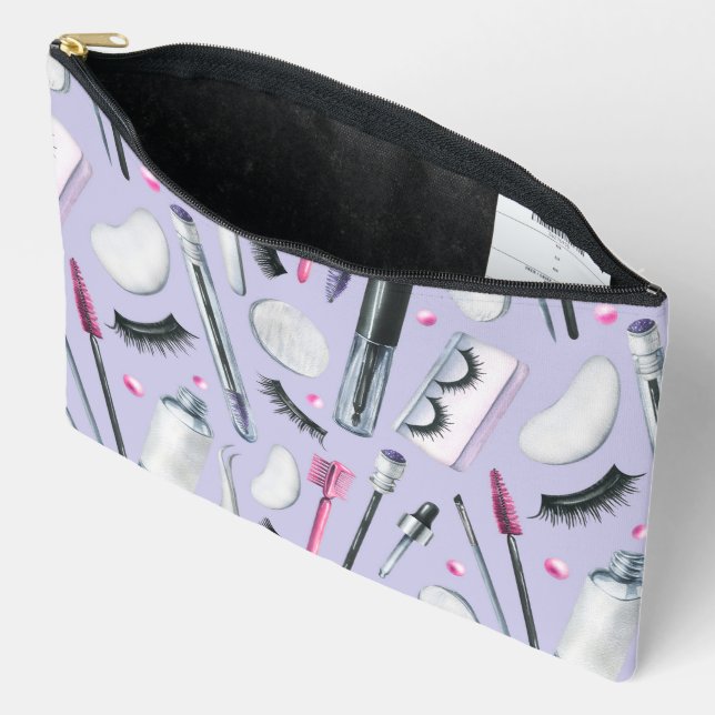  Cosmetics Watercolor Pattern Accessory Pouch (Open)