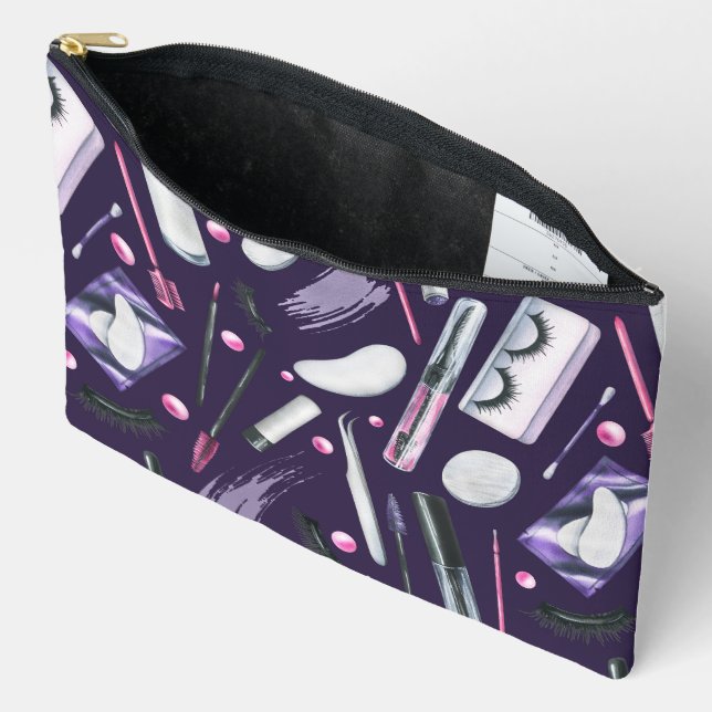  Cosmetics Watercolor Pattern Accessory Pouch (Open)