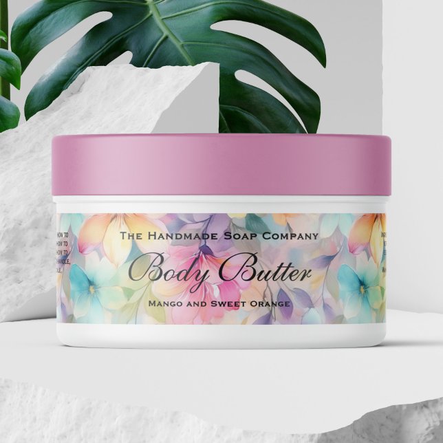 Cosmétique Étiquette de jarre - Florales Pastel mu (Créateur téléchargé)