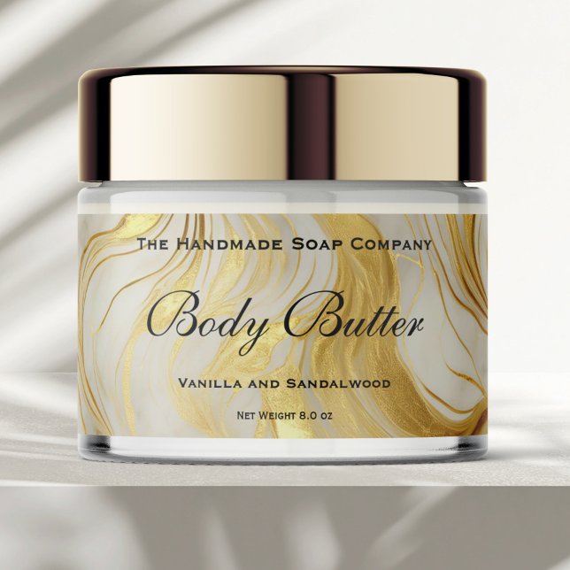 Cosmétique Étiquette de jarre - Marbre d'ivoire et (Créateur téléchargé)