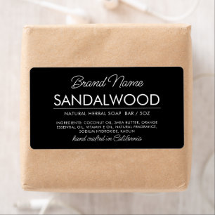 Cosmétique noir moderne ingrédients savon étiquett