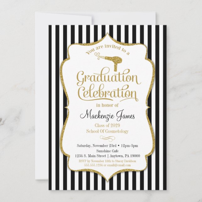 Cosmetologie Graduation Party Invitation Beauté (Devant)