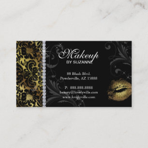 Cosmetologist Business Card Floral Gold