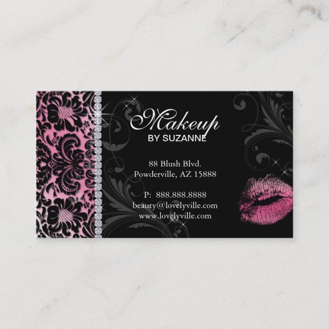 Cosmetologist Business Card Floral Pink (Front)