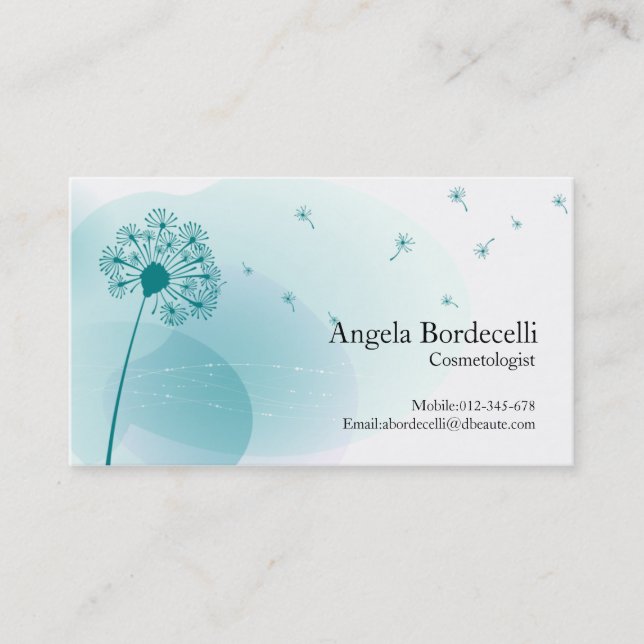 Cosmetologist Business Card Gentle Dandelion (Front)