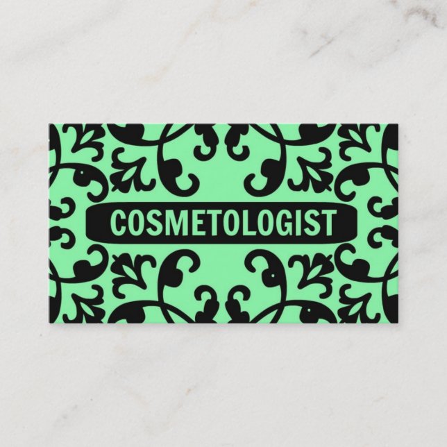 Cosmetologist Damask Business Card (Front)