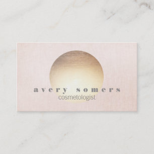 Cosmetologist Gold Zen Circle Pink Linen Look Business Card