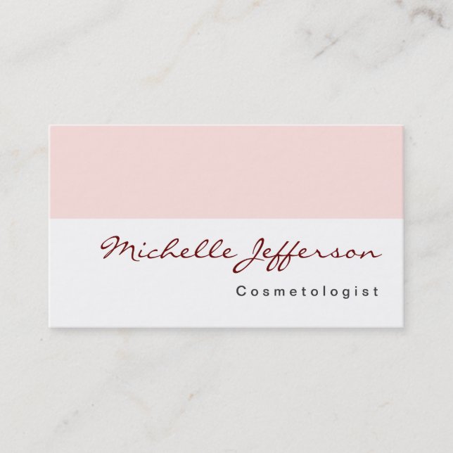 Cosmetologist Misty Rose White Business Card (Front)