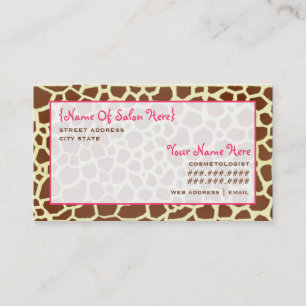 Cosmetologist Salon Appointment Giraffe Print Card
