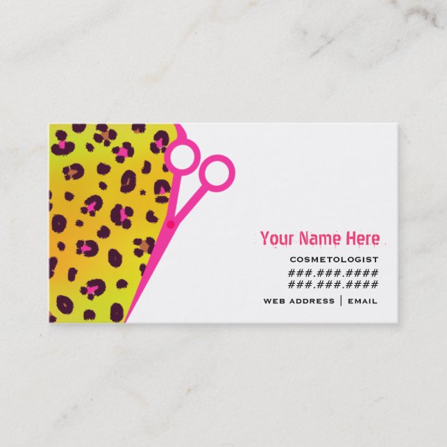Cosmetologist Salon Appointment Orange Leopard Card (Front)