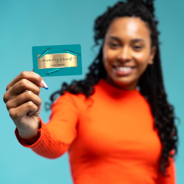 Cosmetologist Syringe Botox B12 QRCode Blue Ocean Business Card (Creator Uploaded)