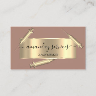 Cosmetologist Syringe Botox B12 QRCode Rose Business Card