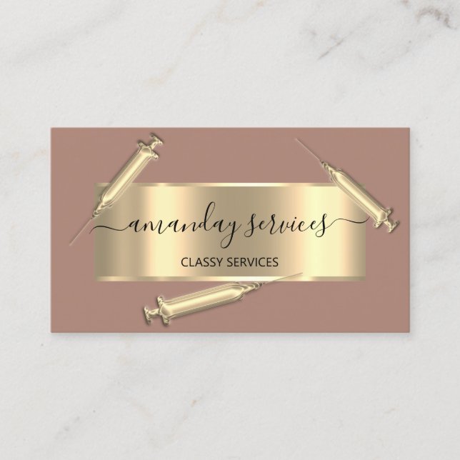 Cosmetologist Syringe Botox B12 QRCode Rose Business Card (Front)