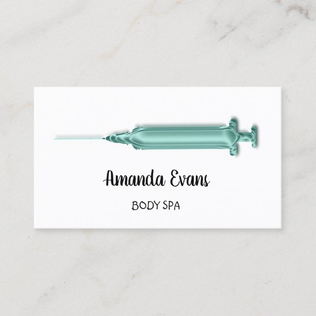 Cosmetologist Syringe Botox Injection Aqua Teal Appointment Card (Front)