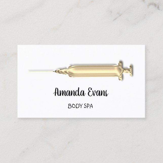 Cosmetologist Syringe Botox Injection Gold  Appointment Card (Front)