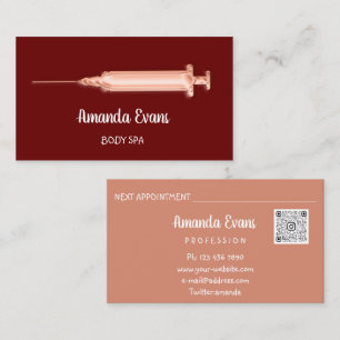 Cosmetologist Syringe Botox Injection Rose Burgund Appointment Card