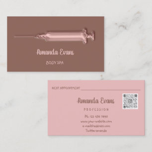 Cosmetologist Syringe Botox Injections Rose Brown Appointment Card