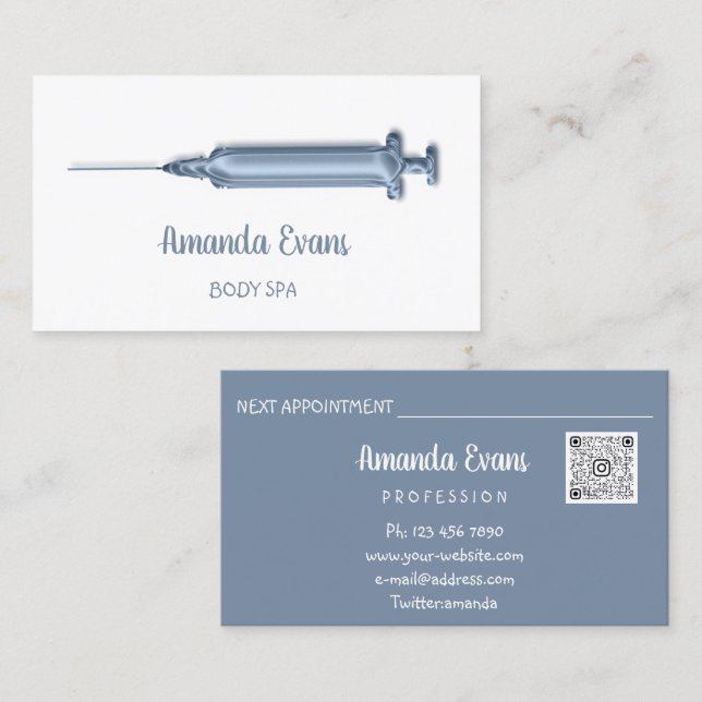 Cosmetologist Syringe Botox Injections SPA Beauty Appointment Card (Front/Back)