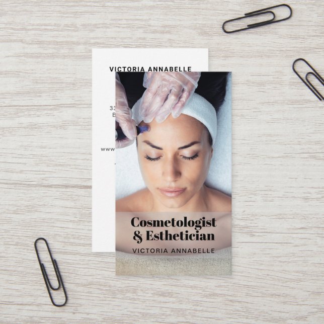 Cosmetologue Photo Code QR Carte de visite (Devant/Arrière en situation)