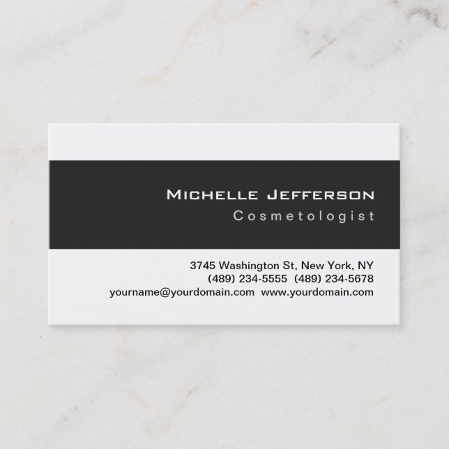 Cosmetologue unique Carte de visite noir blanc (Devant)