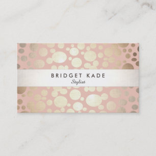 Cosmetology Beauty Salon Gold & Pink Pattern Business Card