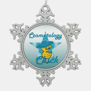 Cosmetology Chick #7 Snowflake Pewter Christmas Ornament