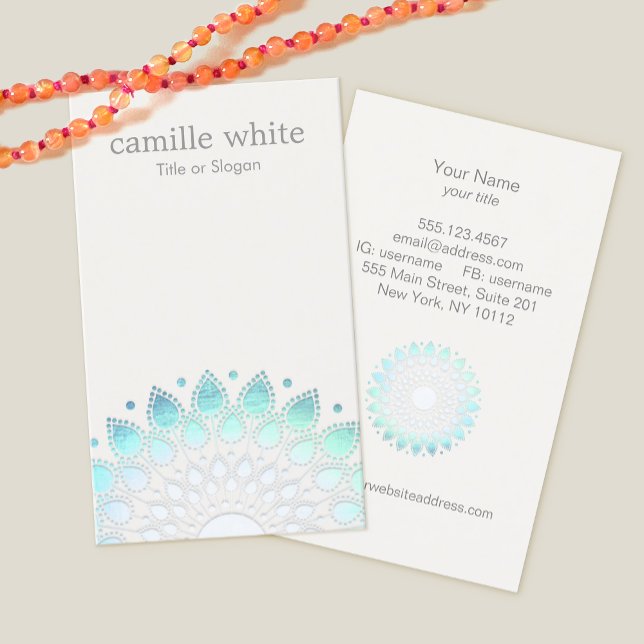 Cosmetology Elegant Circle Light Blue Off-White Business Card (Creator Uploaded)