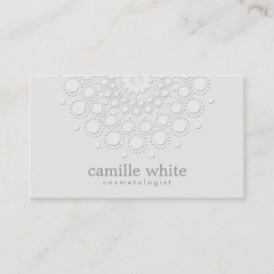 Cosmetology Elegant Rosette Monochromatic White Business Card