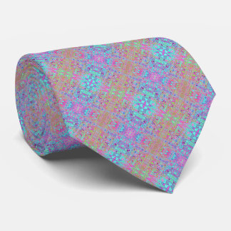 Cosmic Abstract Aqua and Hot Pink Retro Ripples Tie