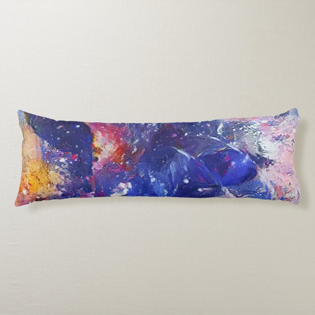 Cosmic Abstract Cat Dreamscape  Body Pillow (Front)