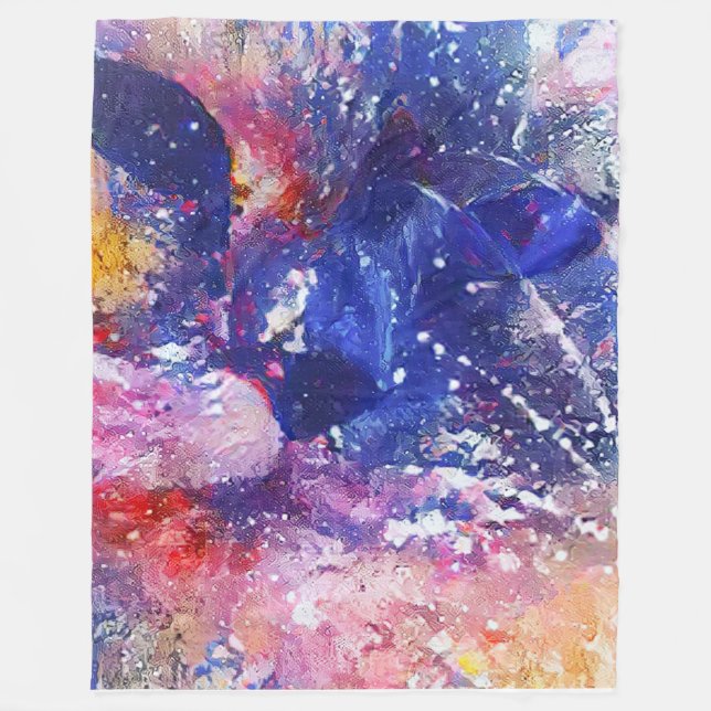 Cosmic Abstract Cat Dreamscape  Fleece Blanket (Front)
