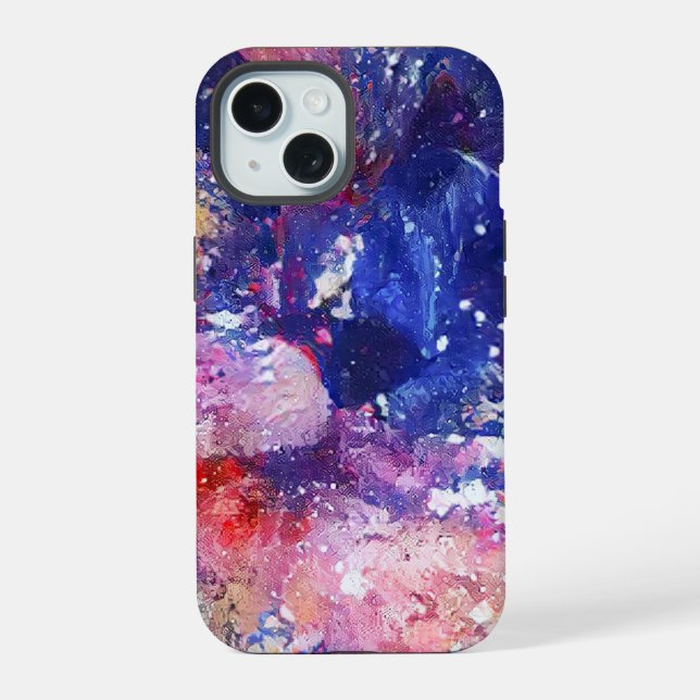 Cosmic Abstract Cat Dreamscape  iPhone 15 Case (Back)