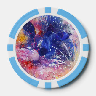 Cosmic Abstract Cat Dreamscape Poker Chips