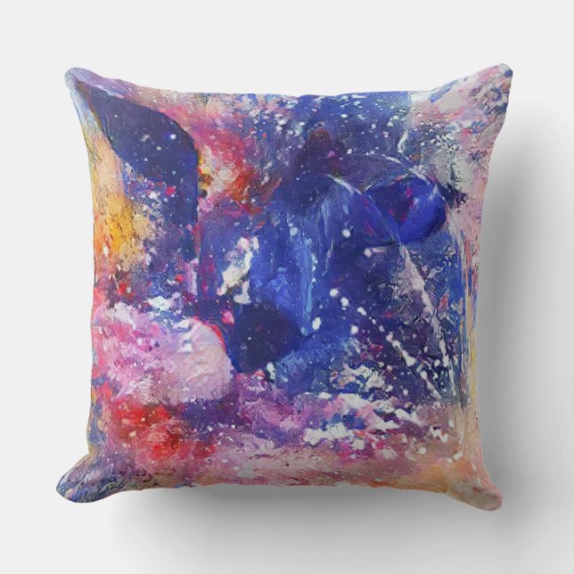 Cosmic Abstract Cat Dreamscape  Throw Pillow (Front)