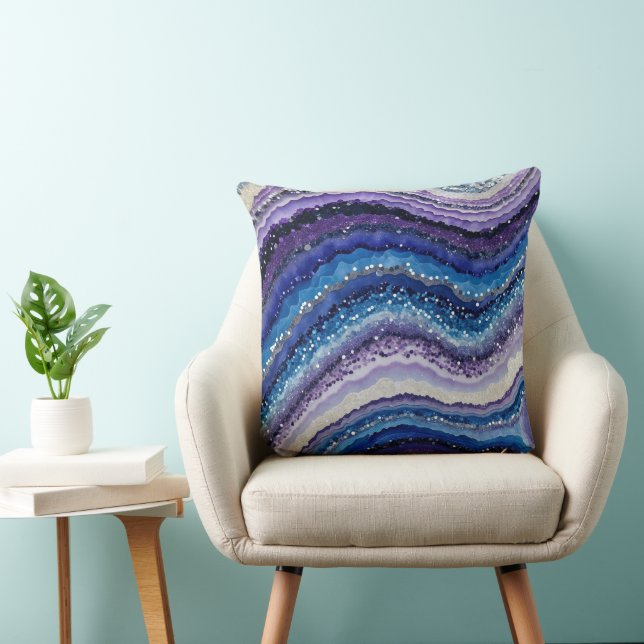 Cosmic Agate Waves Throw Pillow (Chair)