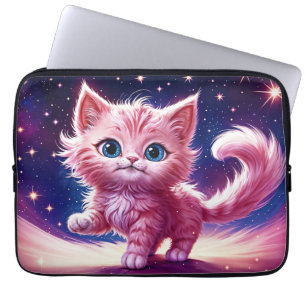 Cosmic animal pink cat feline modern style laptop sleeve