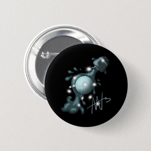 Cosmic Aquarius Uranus Zodiac 2 Inch Round Button (Front & Back)