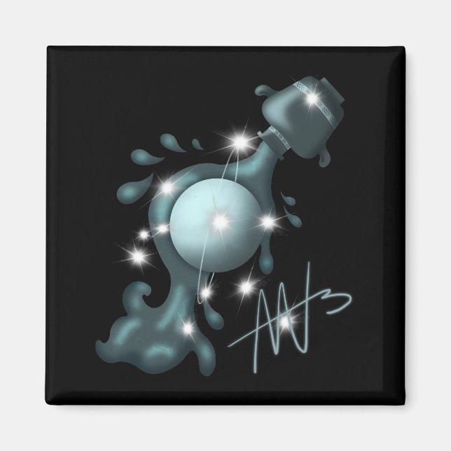 Cosmic Aquarius Uranus Zodiac Magnet (Front)
